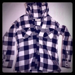 Flannel button hoodie